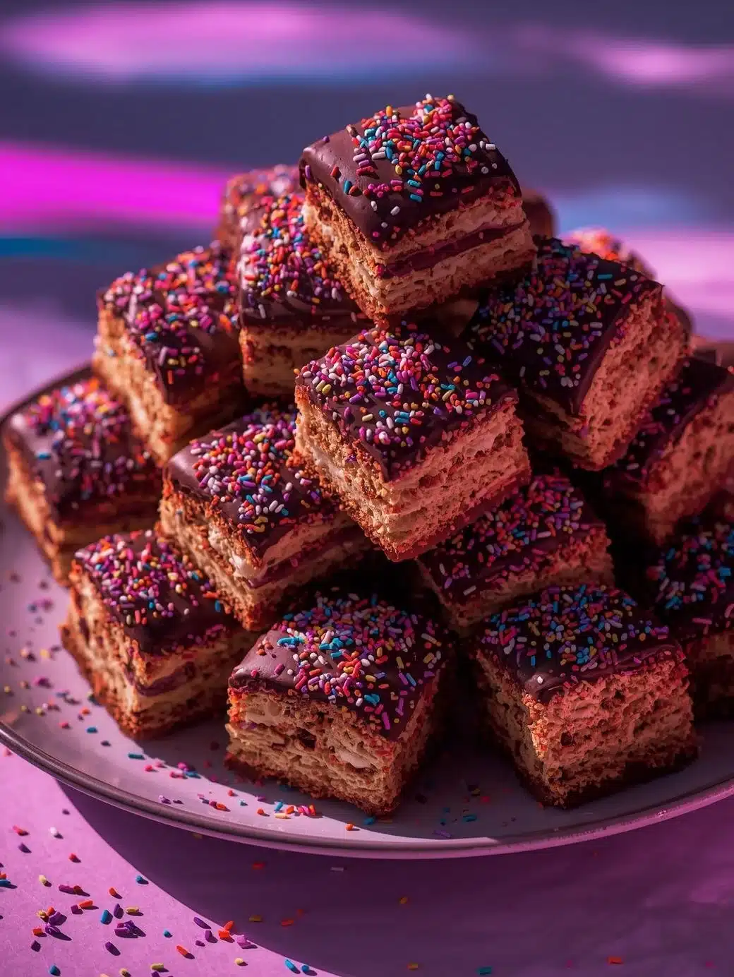 Colorful Fairy Bread Lamingtons topped with sprinkles and coconut texture.