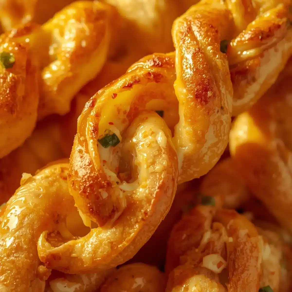 Savory jalapeno popper twists served on a platter with dipping sauce