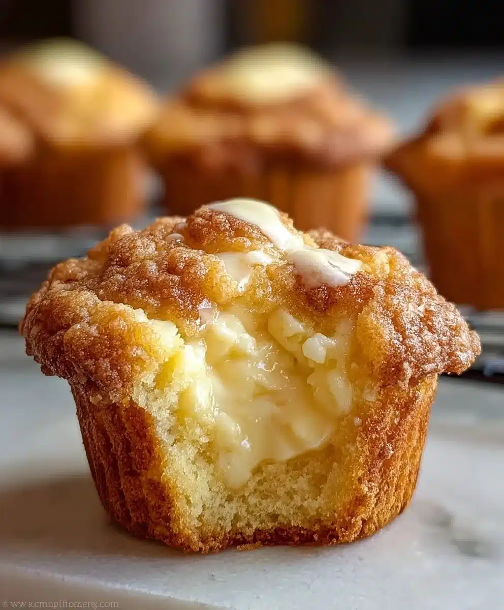 Fluffy cream cheese muffins baked to perfection.