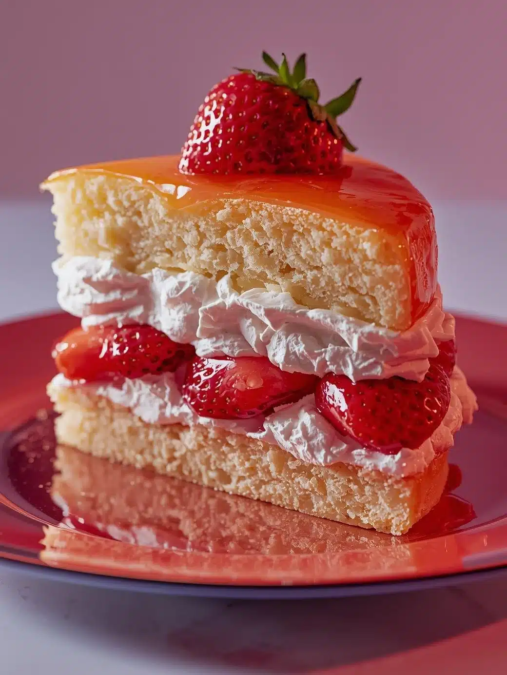 Delicious homemade strawberry shortcake with fresh strawberries and whipped cream