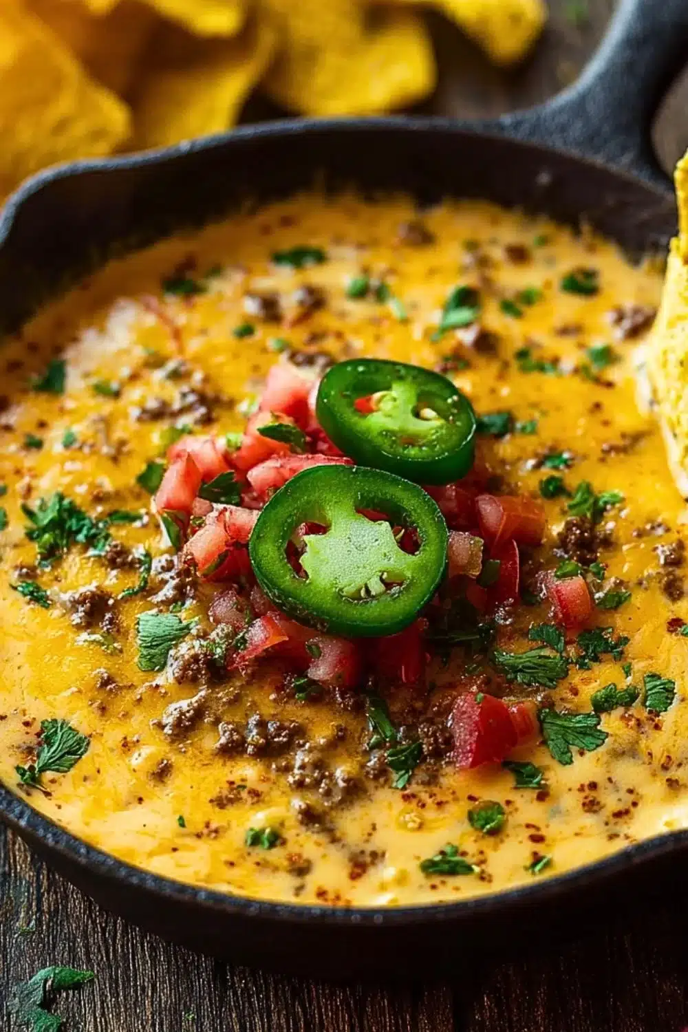 Delicious Cowboy Cheese Dip served in a bowl with tortilla chips