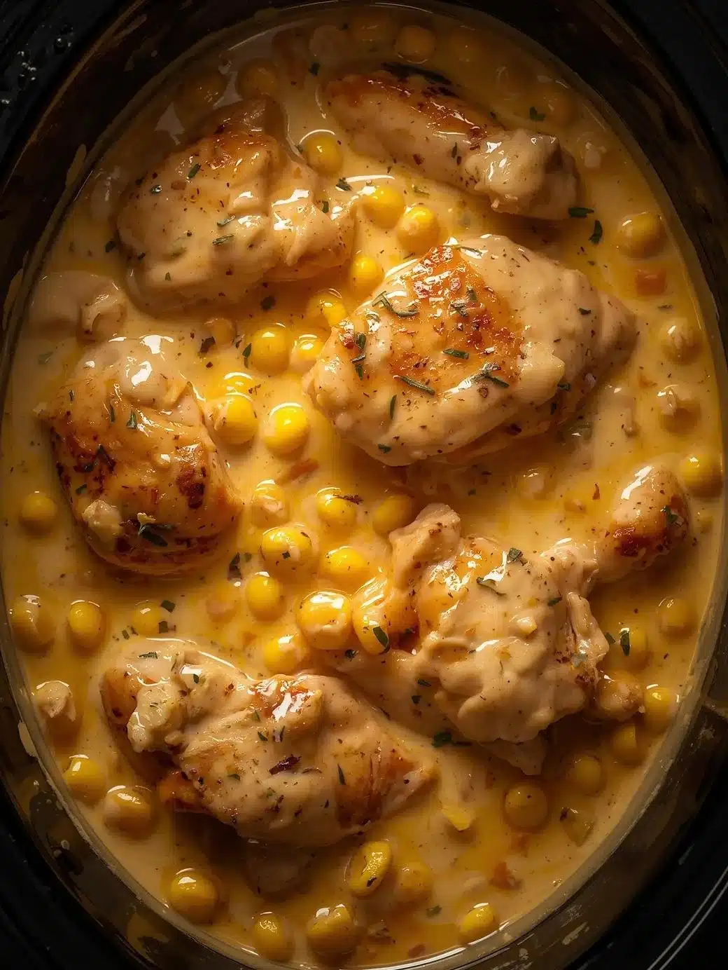 Creamy ranch chicken cooked in a crock pot for easy meal prep