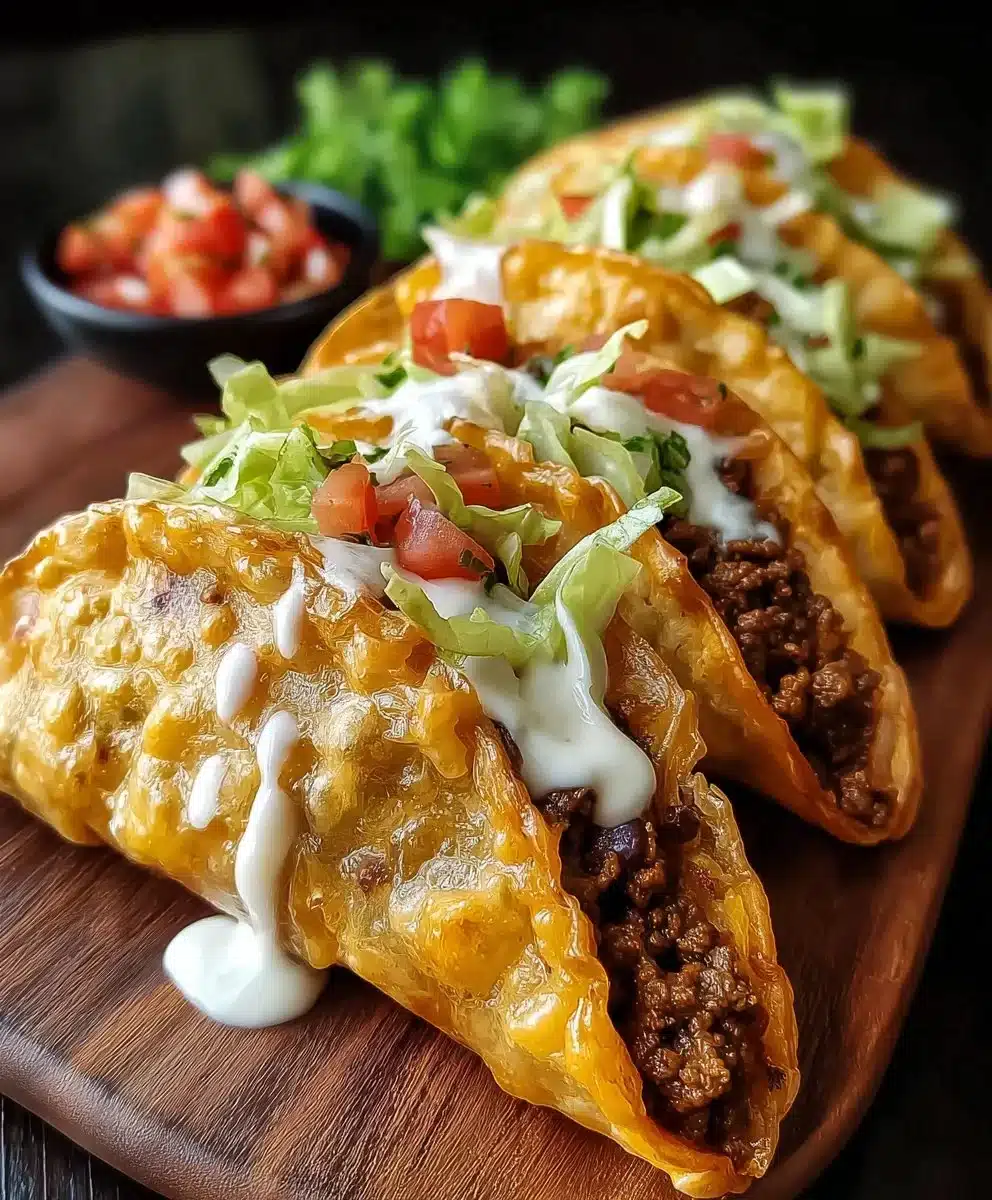 Easy Loaded Cheesy Pocket Tacos with melted cheese and savory fillings
