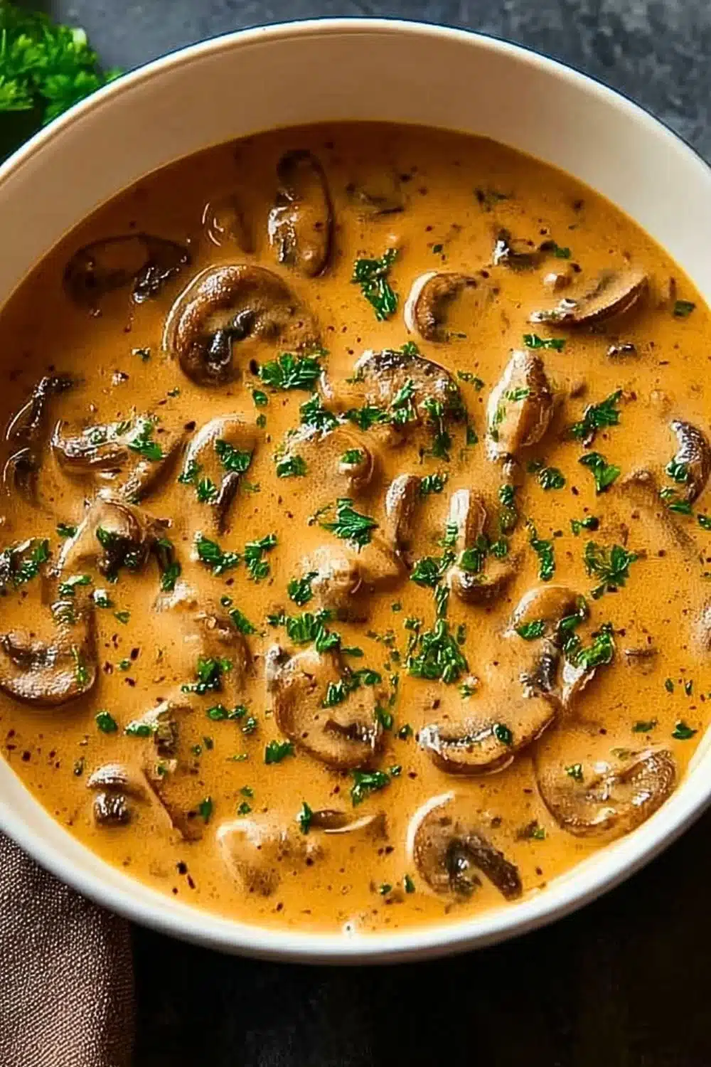 Delicious easy mushroom gravy served over mashed potatoes