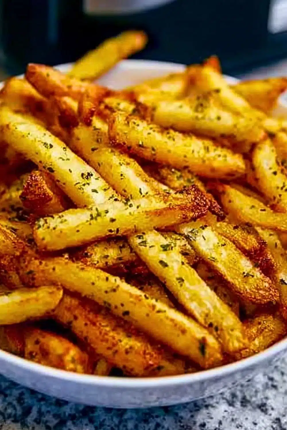 Golden air fryer fries cooked to perfection for a crispy texture