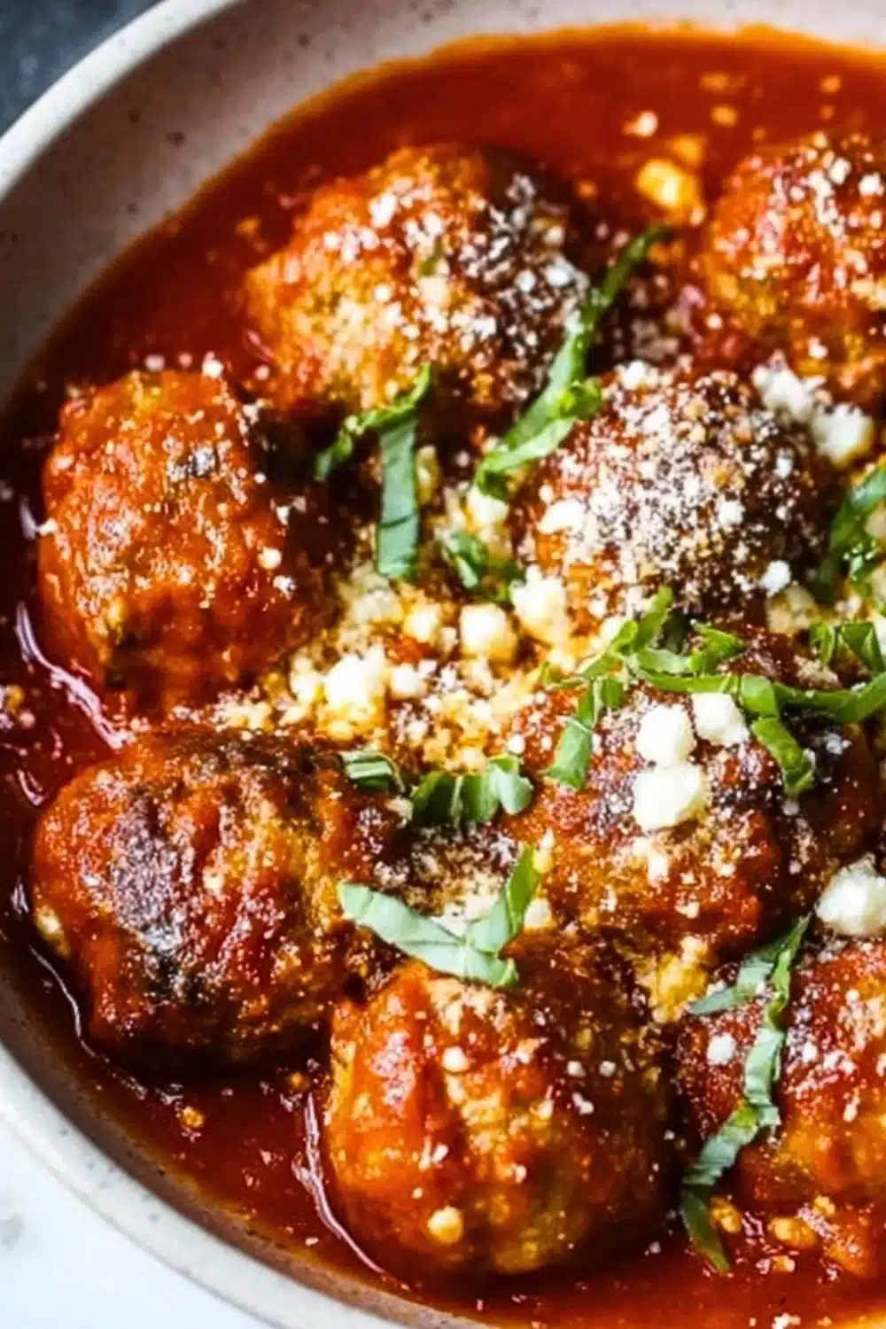 Keto Italian Meatballs served with rich marinara sauce