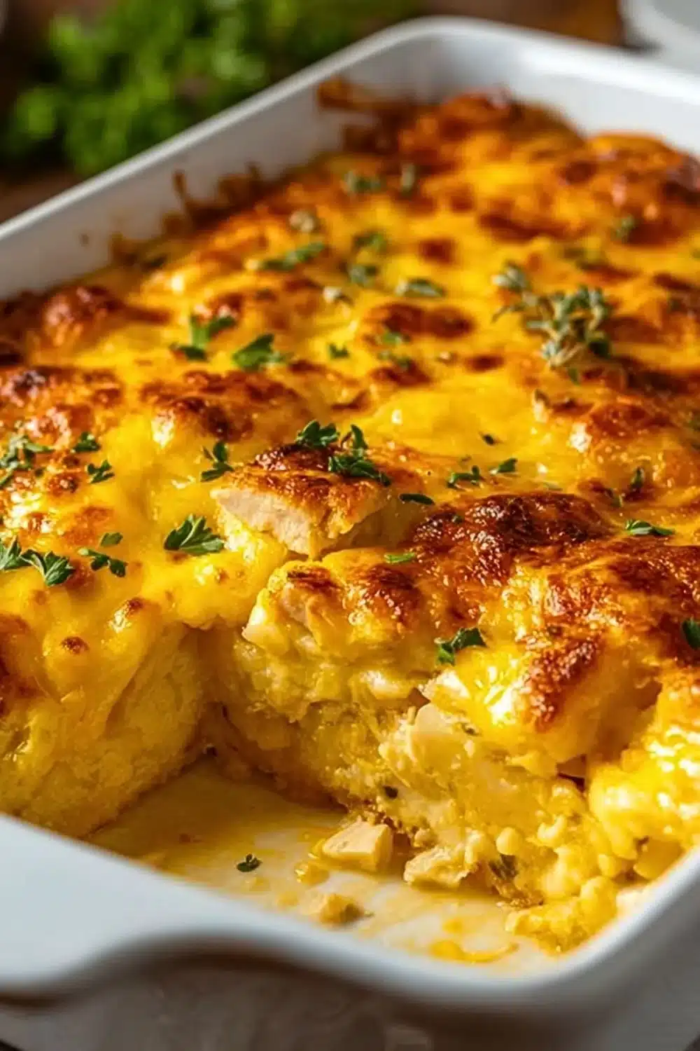 Low carb chicken casserole dish with vegetables and cheese