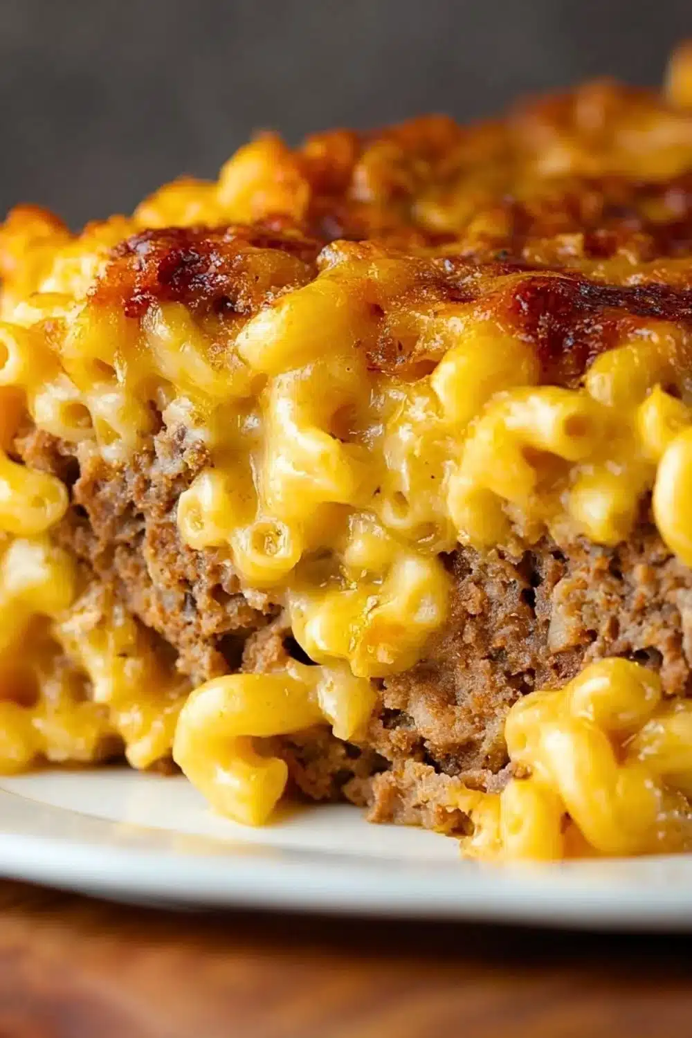Delicious Mac and Cheese Meatloaf fresh out of the oven, golden and cheesy