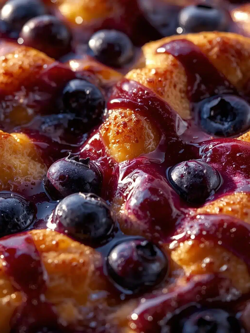 Delicious blueberry French toast casserole topped with fresh blueberries