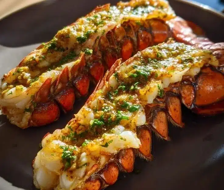 Air fryer lobster tails cooked to perfection with flavorful seasoning
