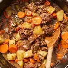 Delicious homemade beef stew with tender meat and fresh vegetables
