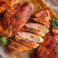 Boneless chicken breast cooked with herbs and spices for a healthy dish
