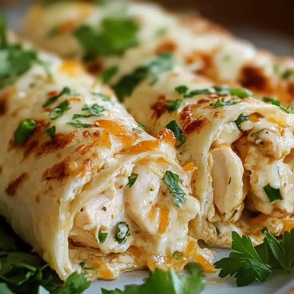 Cheesy chicken garlic wraps ready to serve on a plate