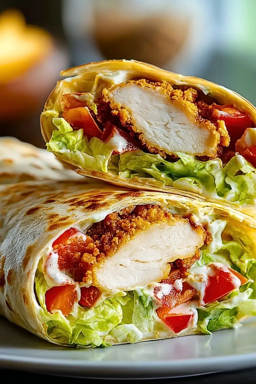 Crispy Chicken Ranch Snack Wrap with fresh ingredients and ranch dressing