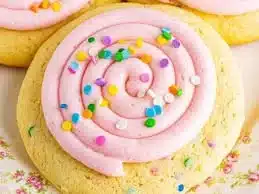 Freshly baked Crumbl Cookies with various colorful toppings and flavors.