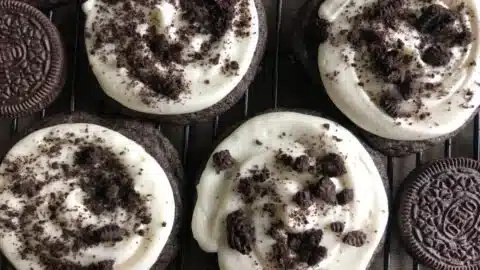 Delicious homemade Crumbl Oreo cookie inspired by the classic Oreo cookie.