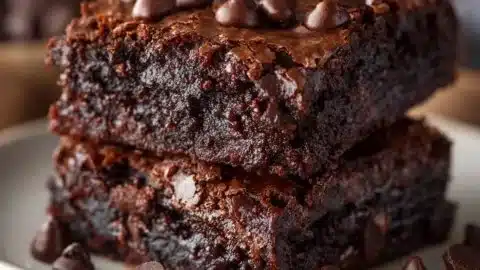 Delicious Death by Chocolate Dump Cake topped with chocolate ganache