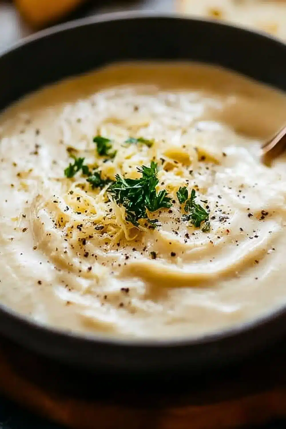 Bowl of creamy homemade Alfredo sauce ready for pasta dishes