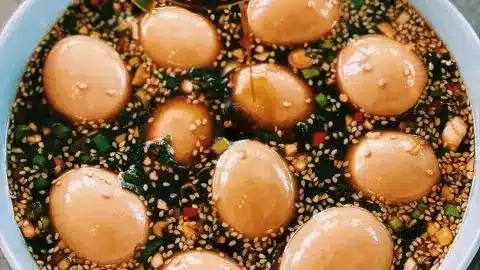 Delicious Korean marinated eggs ready to be served as a snack or meal garnish.