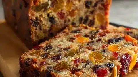 Never Fail Old-Fashioned Fruit Cake on a festive table