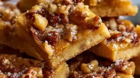Pecan Toffee Crackers piled on a plate, showcasing their delicious texture and color.