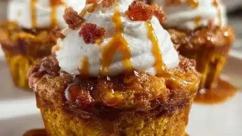 Sweet potato pie cupcakes decorated with creamy frosting and topped with cinnamon.