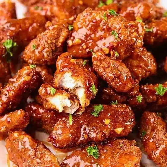 Delicious Honey Garlic Chicken served with vegetables on a plate