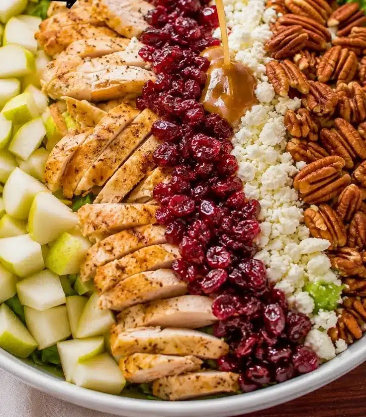 Autumn Chopped Chicken Salad with fresh vegetables and a savory dressing