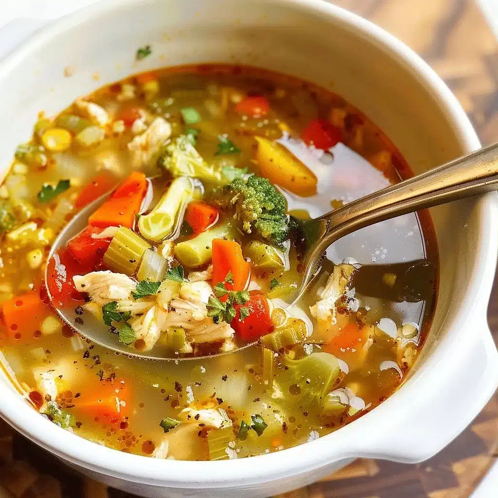 Bowl of healthy detox soup made with fresh vegetables and herbs for cleansing.