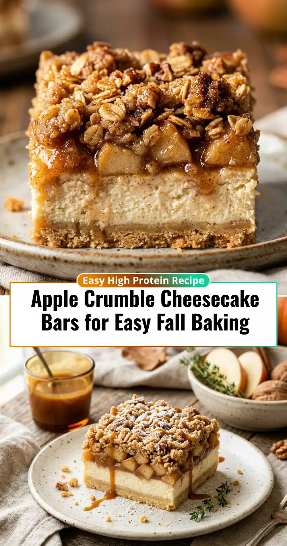 Apple Crumble Cheesecake Bars for Easy Fall Baking