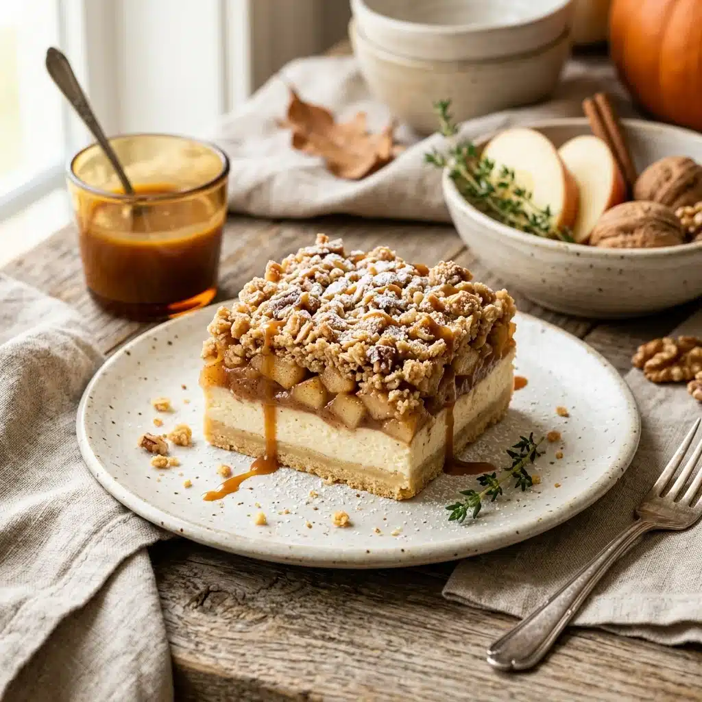Apple Crumble Cheesecake Bars for Easy Fall Baking