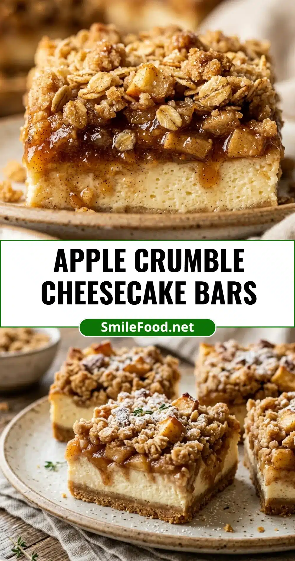 Apple Crumble Cheesecake Bars