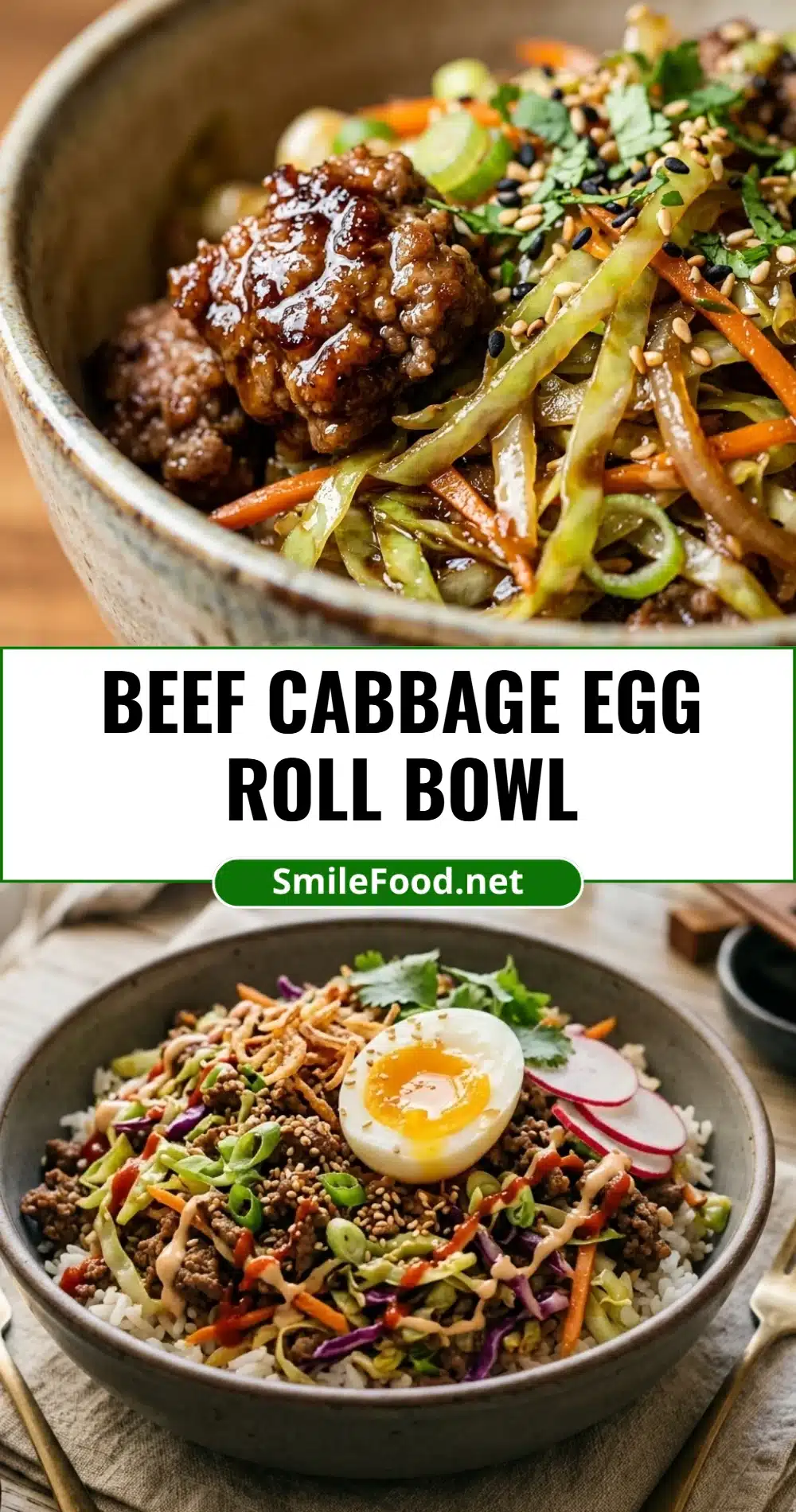 Beef Cabbage Egg Roll Bowl