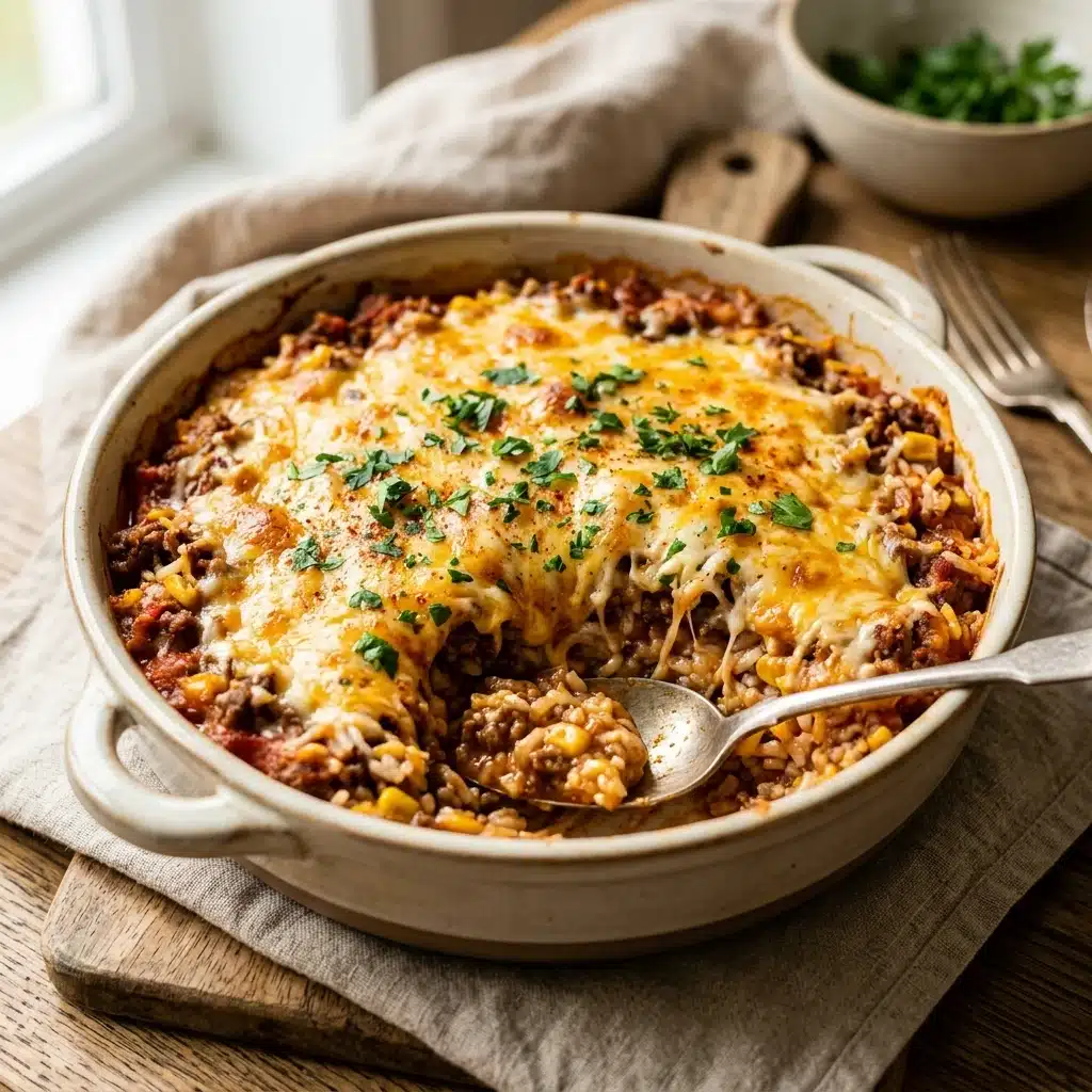 Cheesy Beef and Rice Casserole