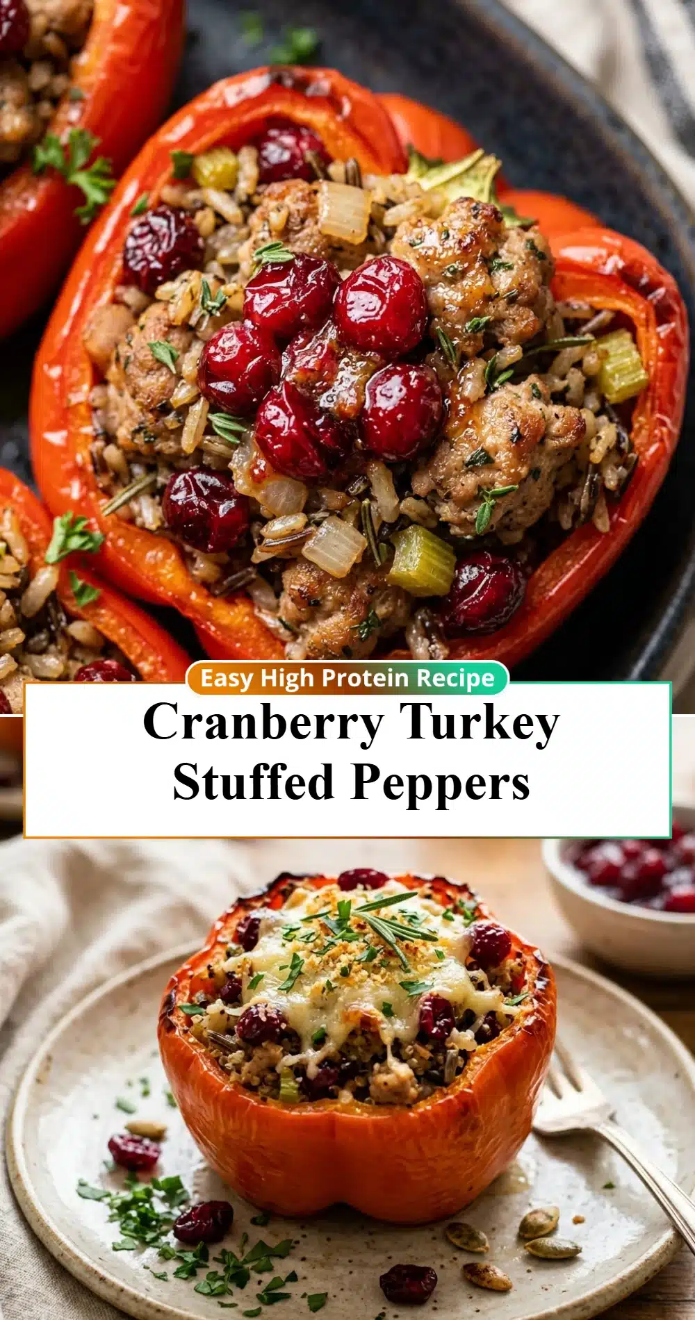 Cranberry Turkey Stuffed Peppers