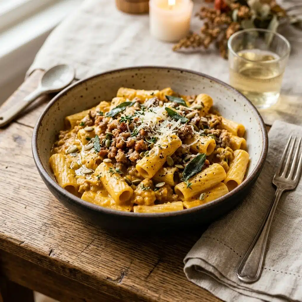 Creamy Pumpkin Turkey Pasta