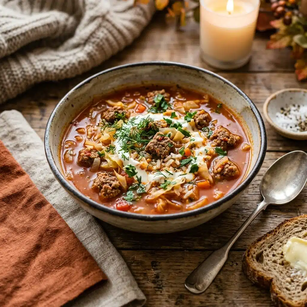 Golumpki Soup with Ground Beef for Cozy Fall Comfort Food