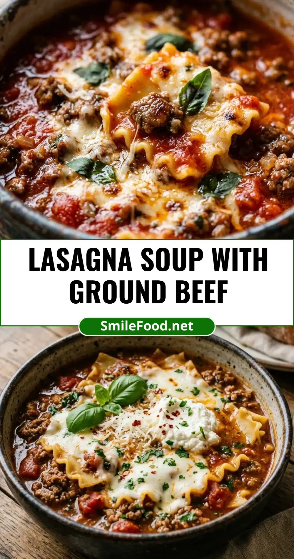 Lasagna Soup with Ground Beef