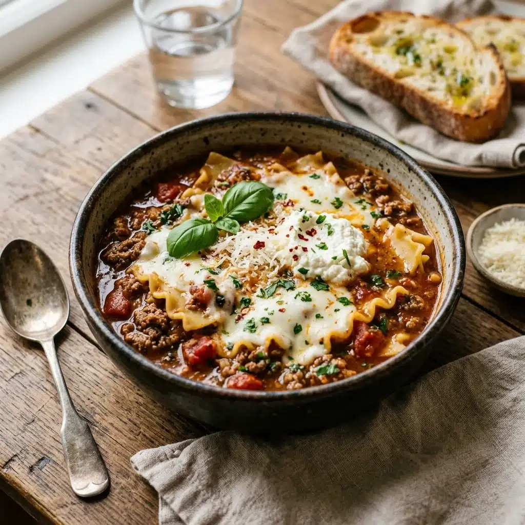 Lasagna Soup with Ground Beef