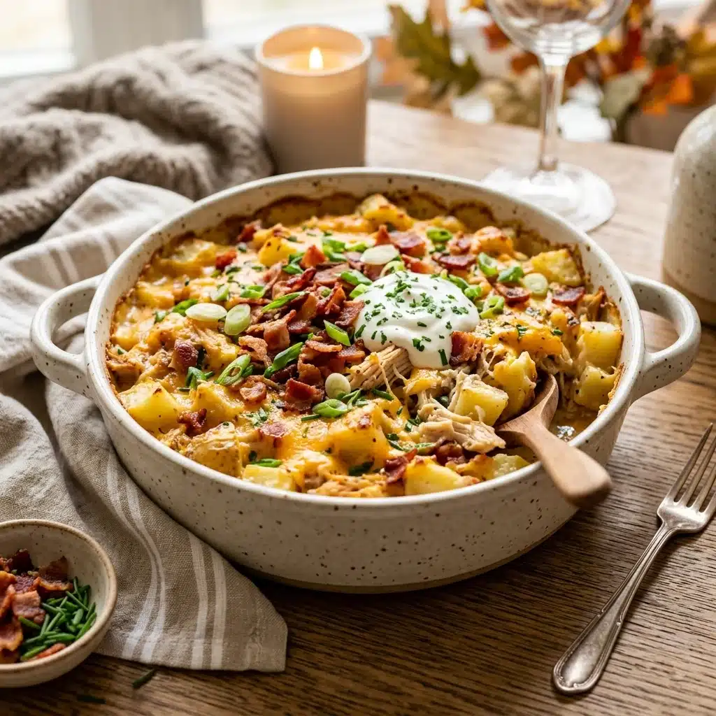 Loaded Chicken Potato Casserole for an Easy Fall Family Meal