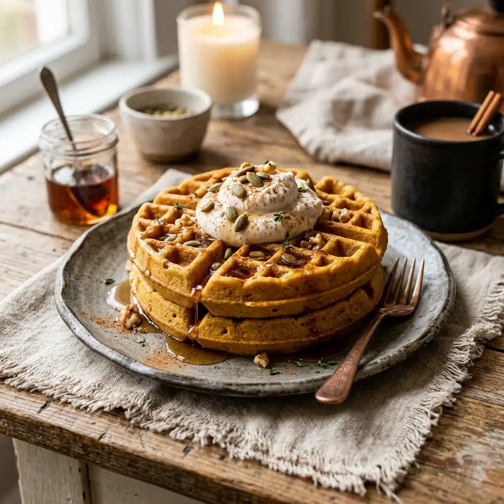 Pumpkin Protein Waffles