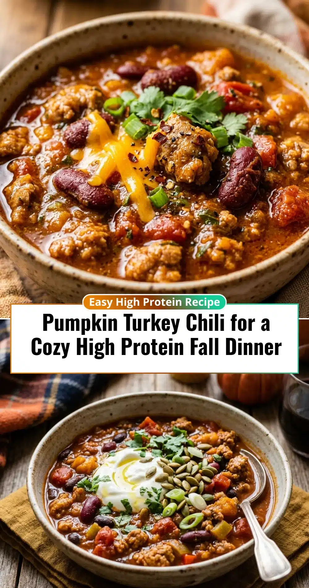 Pumpkin Turkey Chili for a Cozy High Protein Fall Dinner