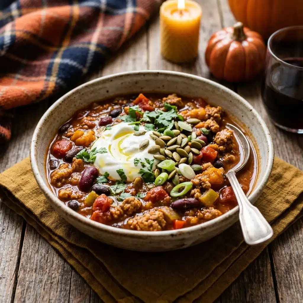 Pumpkin Turkey Chili for a Cozy High Protein Fall Dinner
