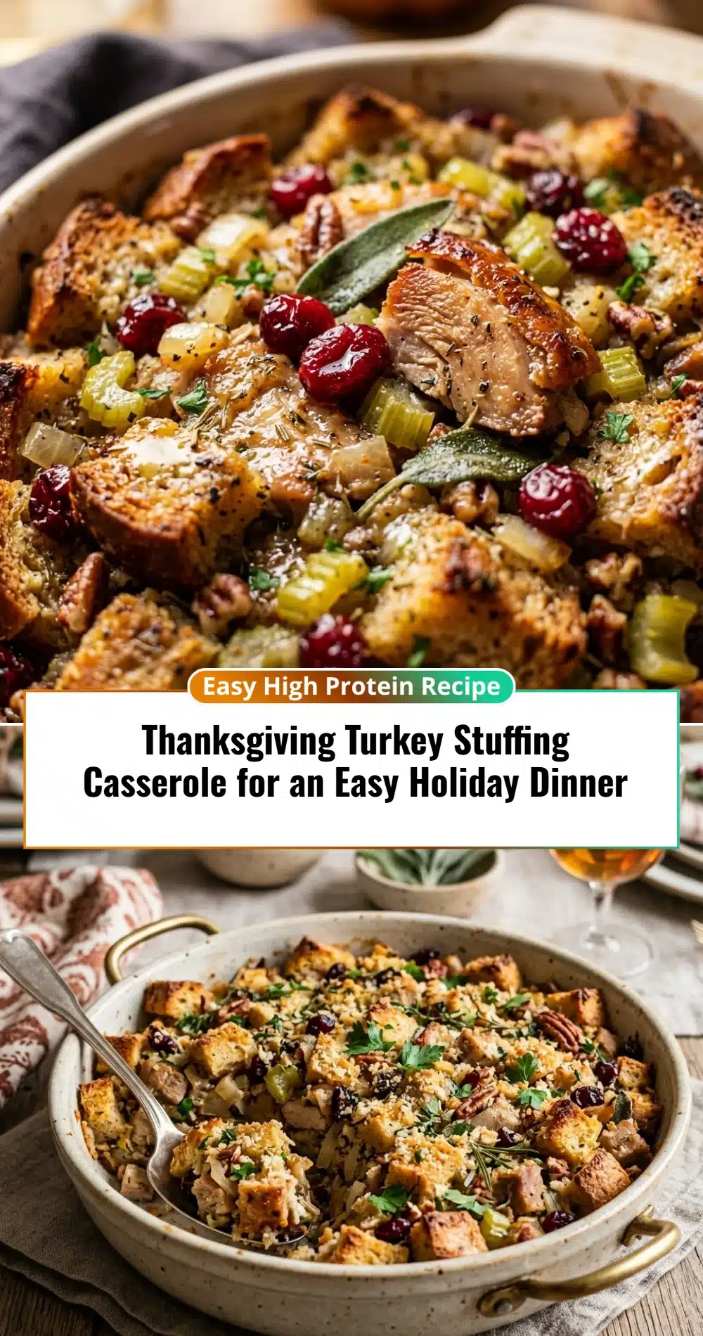 Thanksgiving Turkey Stuffing Casserole for an Easy Holiday Dinner