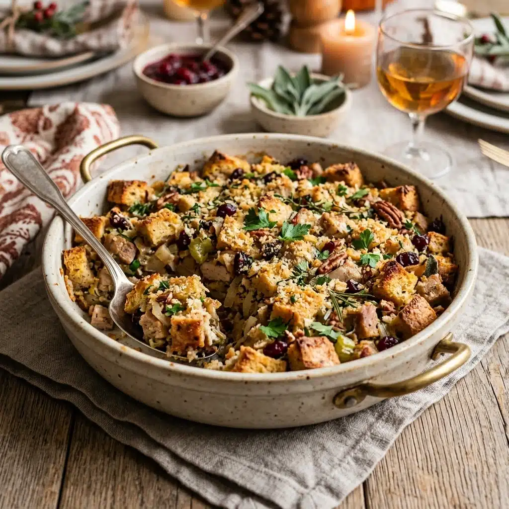Thanksgiving Turkey Stuffing Casserole for an Easy Holiday Dinner