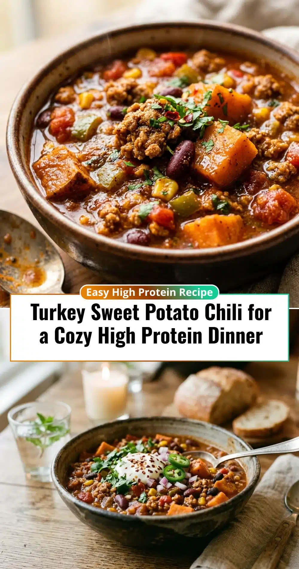 Turkey Sweet Potato Chili for a Cozy High Protein Dinner