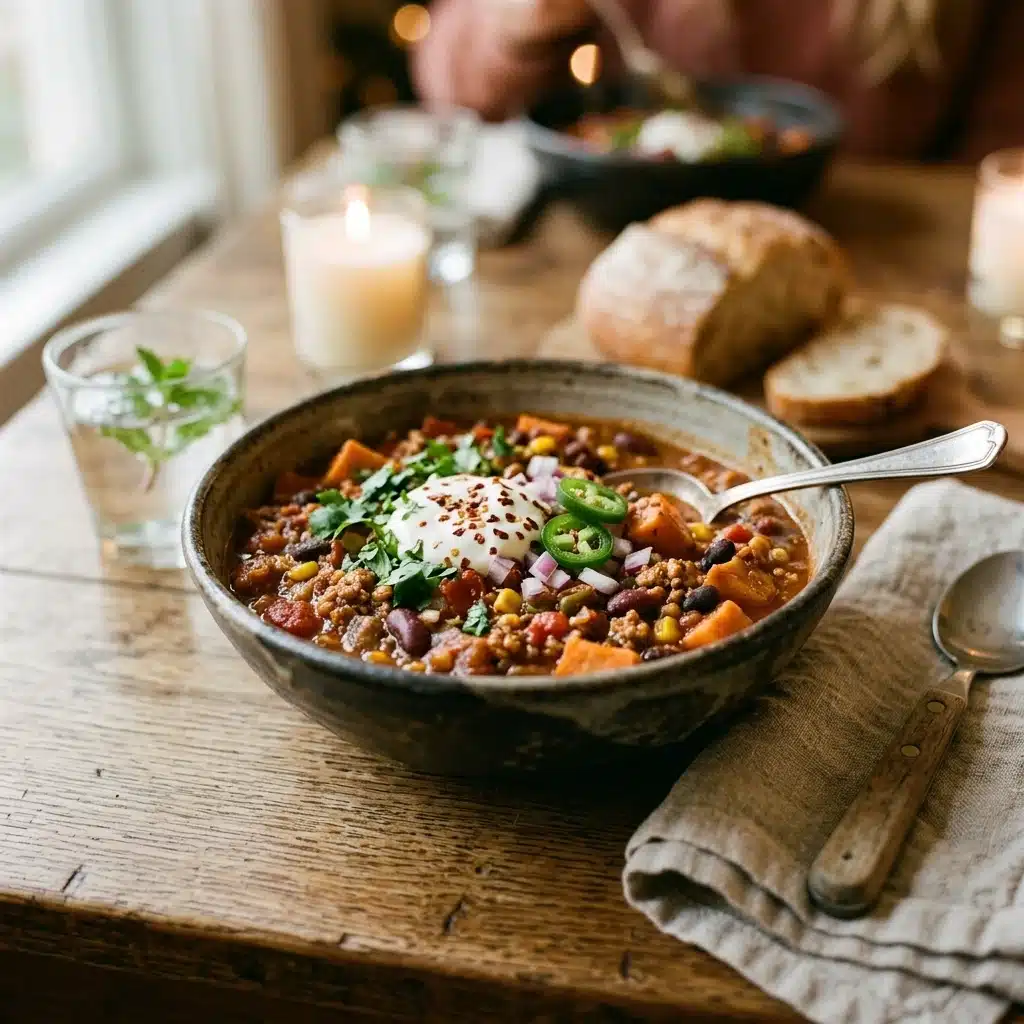 Turkey Sweet Potato Chili for a Cozy High Protein Dinner