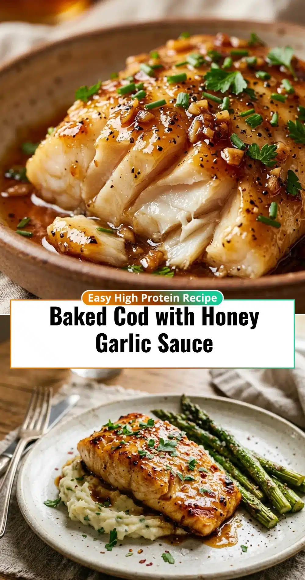 Baked Cod with Honey Garlic Sauce