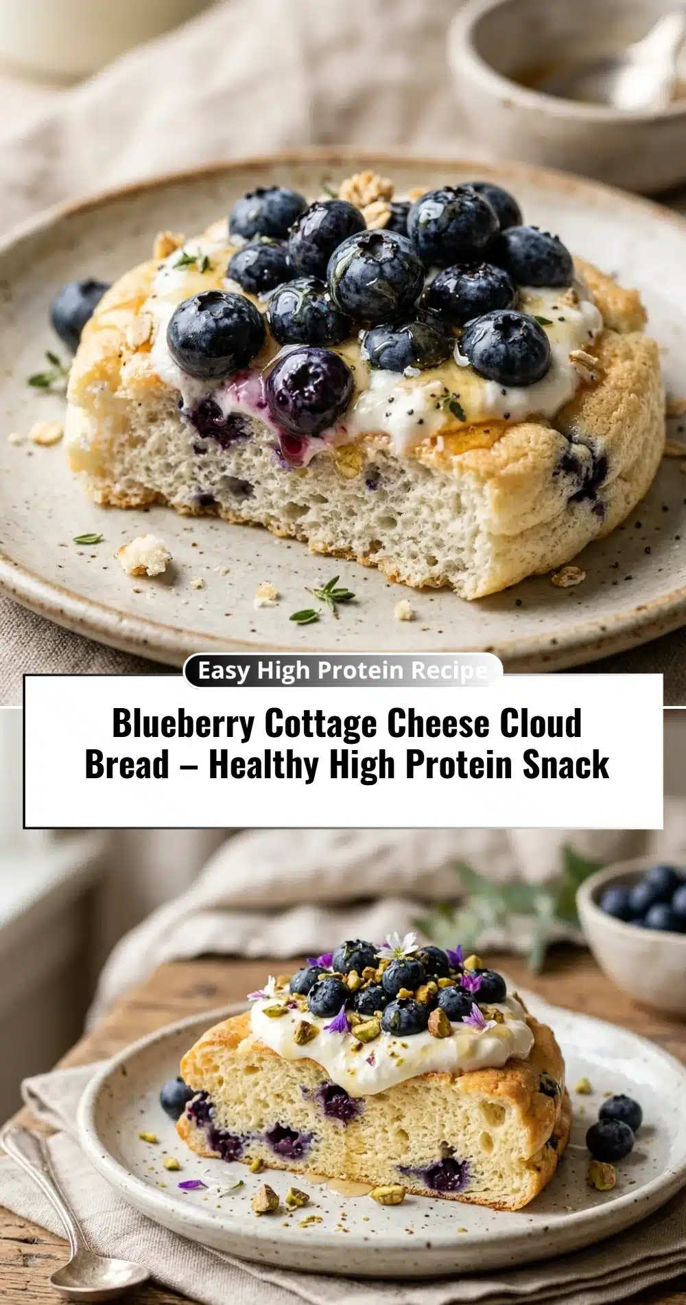 Blueberry Cottage Cheese Cloud Bread – Healthy High Protein Snack