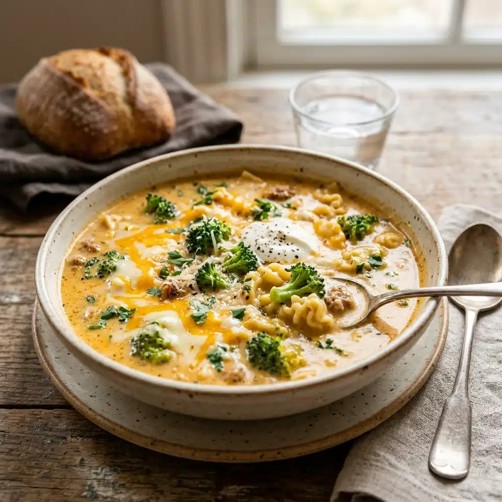 Broccoli Cheddar Lasagna Soup – Creamy Comfort Food Recipe